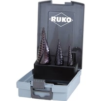 Ruko Step drill set HSSTiAlN spiral fluted in the sizes in ABS plastic case pcs.