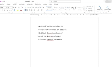 So sehen die fünf Schriften aus.