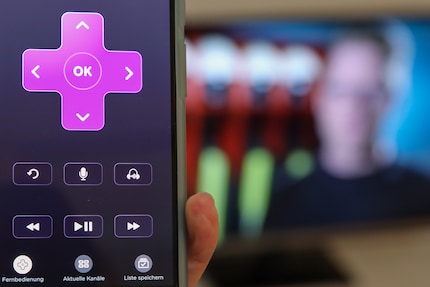 The headphone button in the Roku app brings audio to your smartphone.
