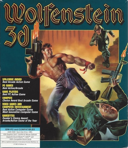 Dicke Muckis und die Kanone im Anschlag: Das Cover der US-Version von «Wolfenstein 3D».
