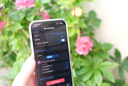 In der Eve-App ist hinterlegt, wann, wie lange und nach welchen Regeln das Beet tropfbewässert werden soll.