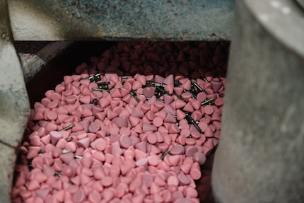The standardised grinding stones could just as well be in a box of sweets from the local shop.