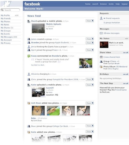 2006 führte Facebook den ursprünglichen Newsfeed ein.