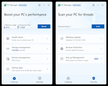 Microsoft’s PC Manager offers cleanup and security features.