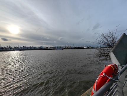 With the wide-angle camera, you can even get the life buoy on this side of the river into the image.
