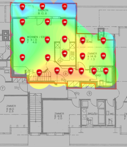 6 GHz signal level on the lower floor.