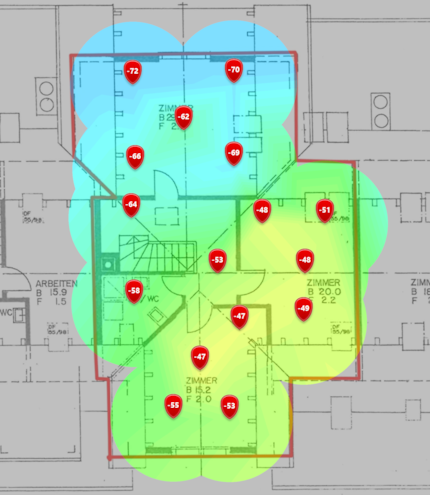 6 GHz signal level on the upper floor.