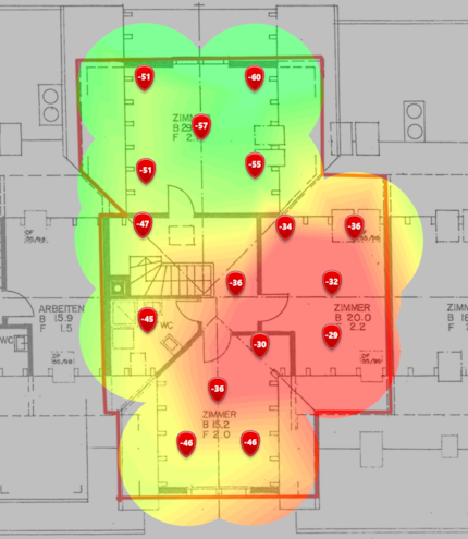 6 GHz signal level on the upper floor.
