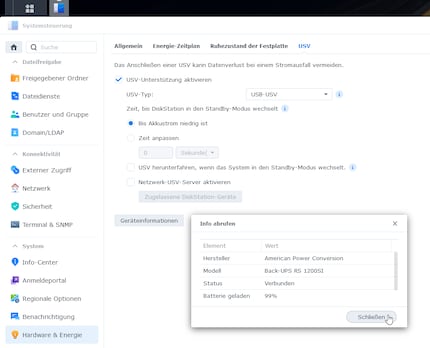 Met het Synology besturingssysteem DSM kan de configuratie van een UPS overzichtelijk op één plek worden georganiseerd.