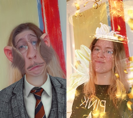 Whether you want to warp your face or crown yourself an angel, selfie mode is fun.