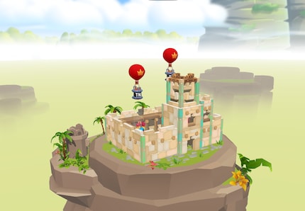 In dit kasteel kan het een goede tactiek zijn om op de ballonnen te schieten. Hun explosieve lading helpt dan om het kasteel met de grond gelijk te maken.