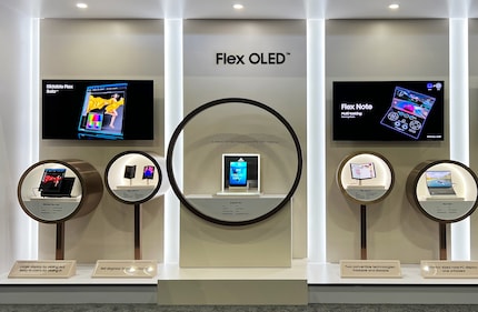 De nieuwe displays op de Samsung stand.
