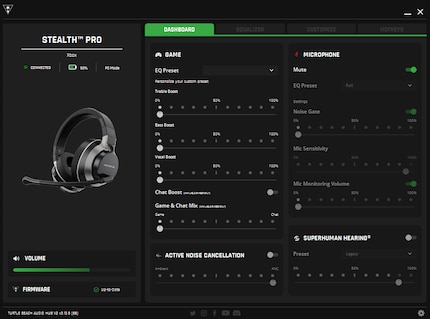 Het hoofdmenu van de Audio Hub.