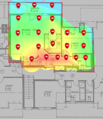 5-GHz signaalniveau op de onderste zolder