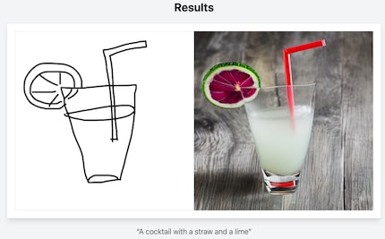 Das Ergebnis aus Scribble Diffusion aus meiner Cocktail-Kritzelei. Naja.