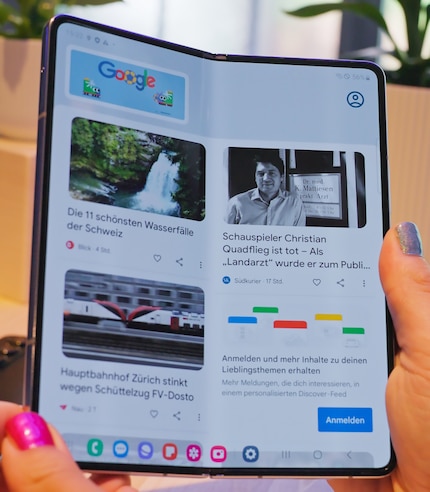 De Samsung Galaxy Z Fold 5 heeft een scherm van 7,6 inch als hij is uitgeklapt.
