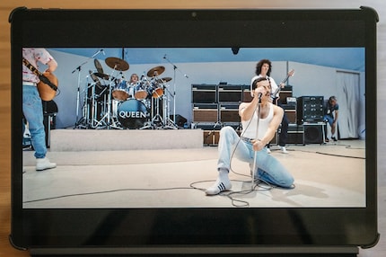 The film Bohemian Rhapsody is great to watch on the tablet – yes, I’d prefer Queen live too.