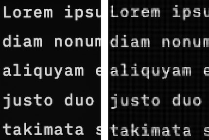 Eine Pixeldichte von 218 ppi (links) ist schärfer als 109 ppi (rechts). Je näher du am Display bist, desto eher kannst du einzelne Pixel sehen und desto ausgefranster wirken schräge und runde Kanten.