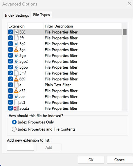 In de indexeringsopties wordt inhoud op je computer gecatalogiseerd op basis van specifieke eigenschappen.