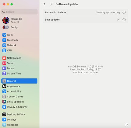 In de Systeemvoorkeuren geeft macOS aan of er een update beschikbaar is.