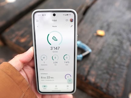 Het beginscherm van de Fitbit app met alle belangrijke activiteitsgegevens.