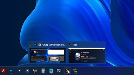 Windows onthoudt je indeling en maakt er een Snap-groep van die je opnieuw kunt openen vanuit de taakbalk.
