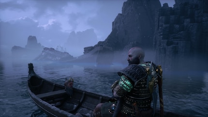 Kratos sets off in his boat towards Valhalla.