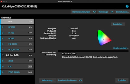 Im ColorNavigator bestimme ich die Kalibrierungsparameter, den Rest erledigt der Bildschirm selber.