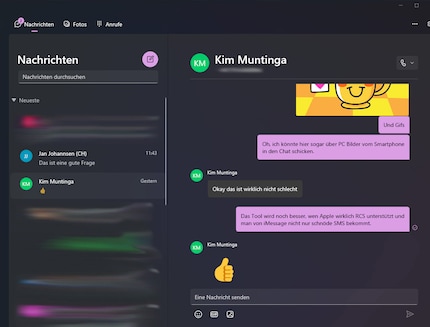 Phone Link geeft toegang tot de Berichten app op Android.