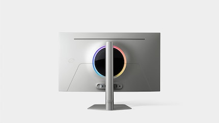 The back of the Odyssey OLED G8. The monitor is height-adjustable, tiltable and rotatable.