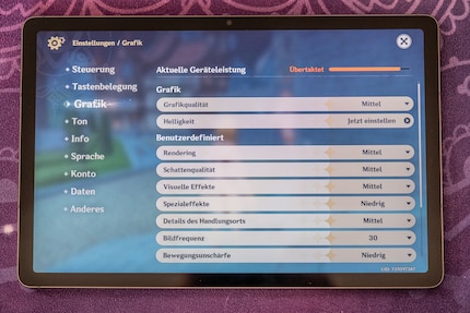 De tablet bereikt zijn grenzen tijdens het gamen.