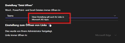 Der Hinweis, dass diese Einstellung für alle Microsoft 365 Apps gilt, bringt mich weiter.