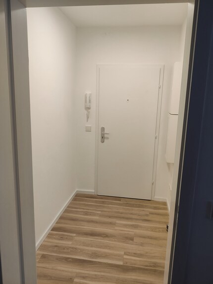 A view from the living room into the hallway.