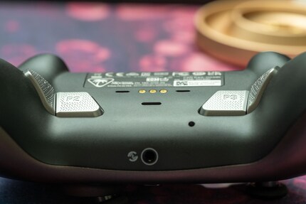 The four freely assignable buttons on the back are perfectly positioned.