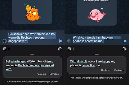 Tippfehler und Rechtschreibung korrigiert mir Samsungs KI auf Knopfdruck.