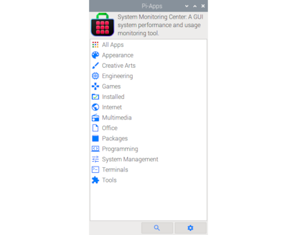 Pi-Apps offers a limited but good range of apps that can be found logically organised in different categories.