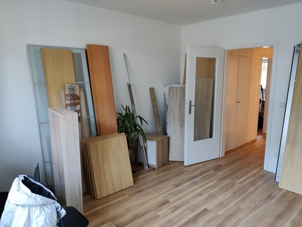A view of the door from the bedroom.