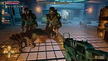 Dieser domestizierte Weltraumhund (Möter) wollte mich aus dem Hinterhalt angreifen. Obschon mich Sekunden zuvor noch sein Herrchen ablenkte, habe ich ihn erwischt. Sein Hecheln und Zähnefletschen hat mir verraten, wohin ich mich drehen muss, um abzudrücken.