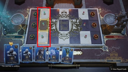 Zo begint een spel. Ik kan alleen kaarten leggen op de velden met een punt.