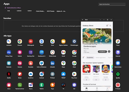 De apps openen in vensters in staand formaat.