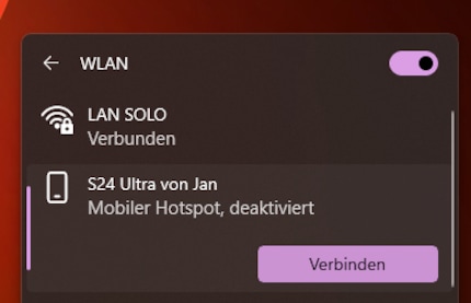 Start de smartphonehotspot vanuit Windows.