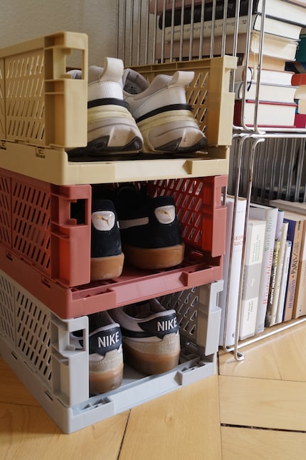 In colourful boxes my shoes become part of the decor.