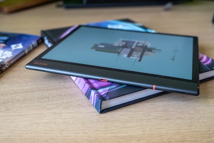 The Onyx Boox Note Air 3C is thin and wieldy. Perfect for on the go.