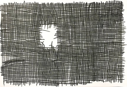 Who’d have thought that a perforated piece of fabric could make a small work of art - and on top of that be easy to draw.