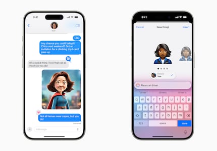Genmojis (right) and images from the Image Playground (left) look more like a fun gimmick than a powerful creative tool.