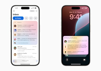 Mail previews or notifications show the most important information at a glance.