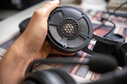 The Atlas Air open-back headset’s drivers.