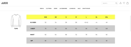 Maat XS komt overeen met maat 34 in de Europese damesmode.