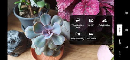 The macro function is well hidden in the camera app.