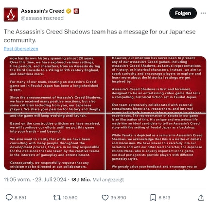 Ubisoft's officiële verklaring zorgt voor controverse.